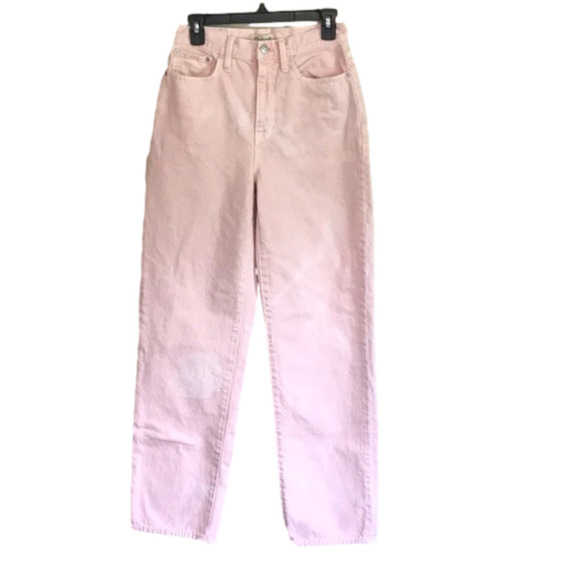 MADEWELL Pink Baggy Straight High Waist Jeans Size 26 with Discoloring - Picture 1 of 10